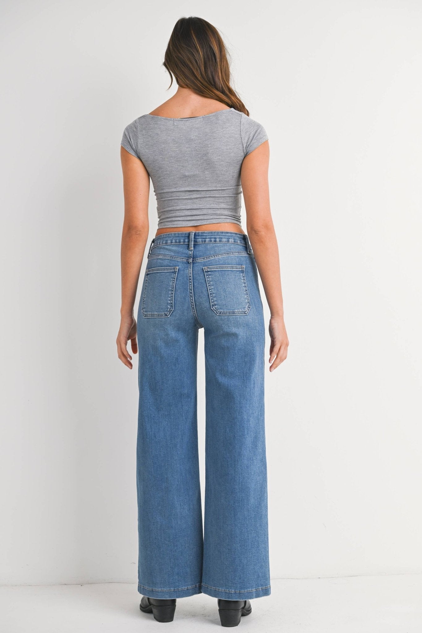 Medium Denim Mini Patch Pocket Wide - Purpose + Passion Boutique