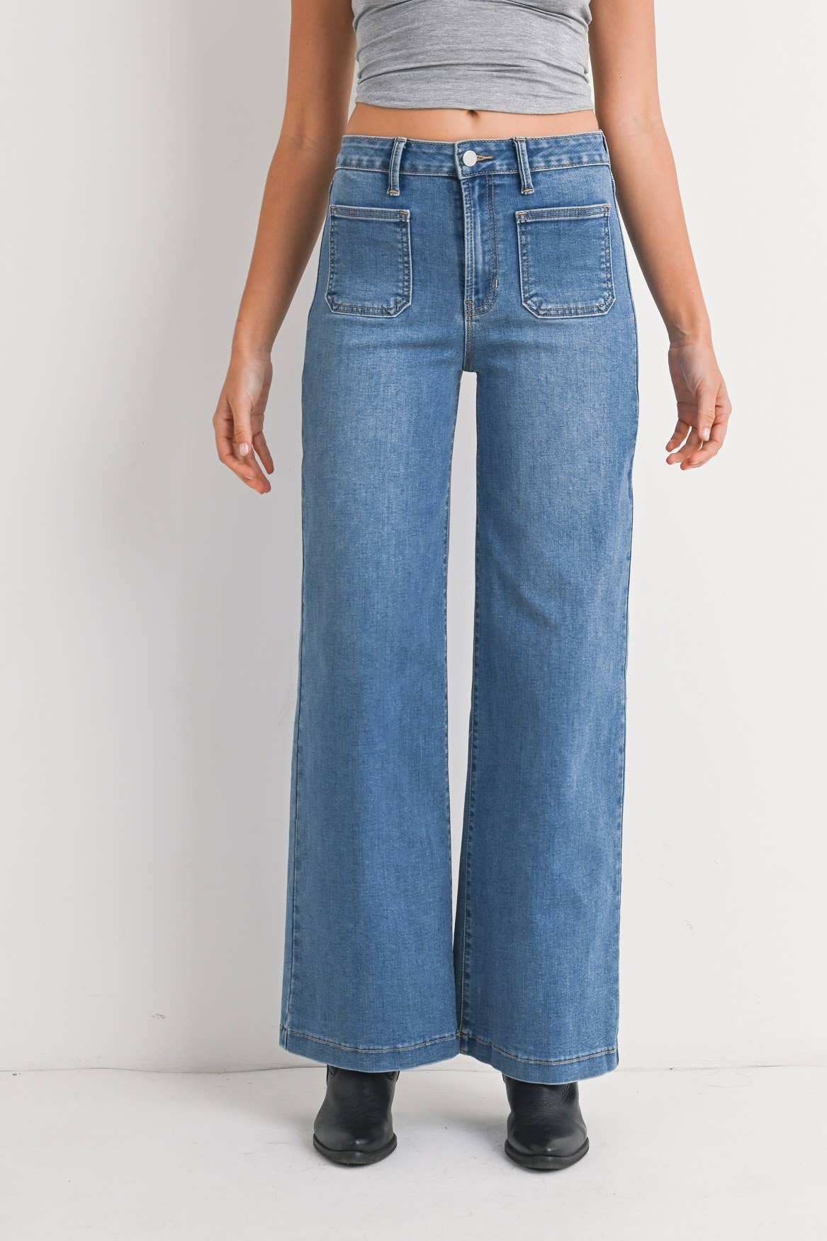 Medium Denim Mini Patch Pocket Wide - Purpose + Passion Boutique