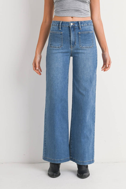 Medium Denim Mini Patch Pocket Wide - Purpose + Passion Boutique