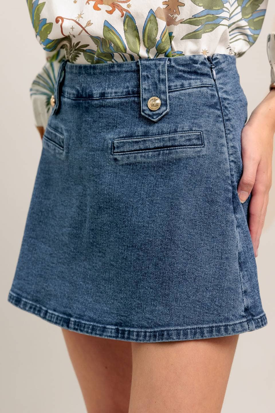 Medium Indigo Washed Denim Skort - Purpose + Passion Boutique