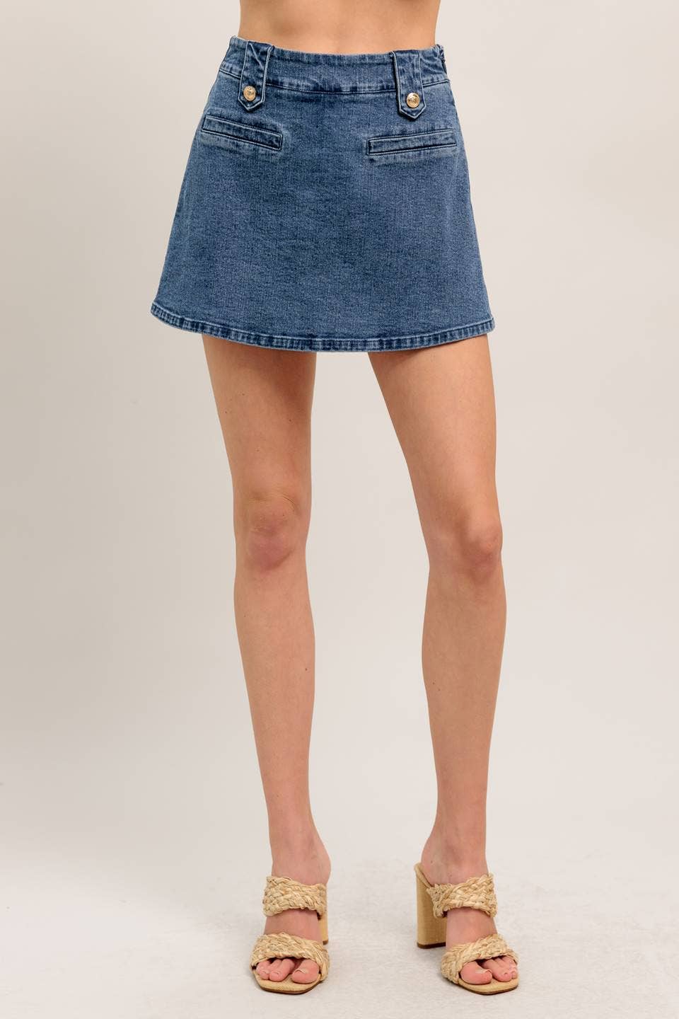 Medium Indigo Washed Denim Skort - Purpose + Passion Boutique