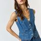 Medium Wash Denim Button Down Vest - Purpose + Passion Boutique