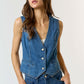 Medium Wash Denim Button Down Vest - Purpose + Passion Boutique