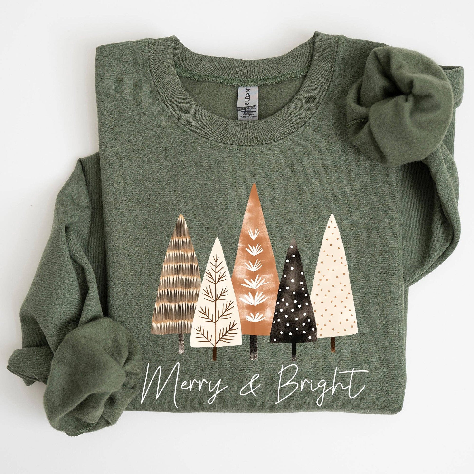 Merry and Bright Miltary Green Sweatshirt - Purpose + Passion Boutique