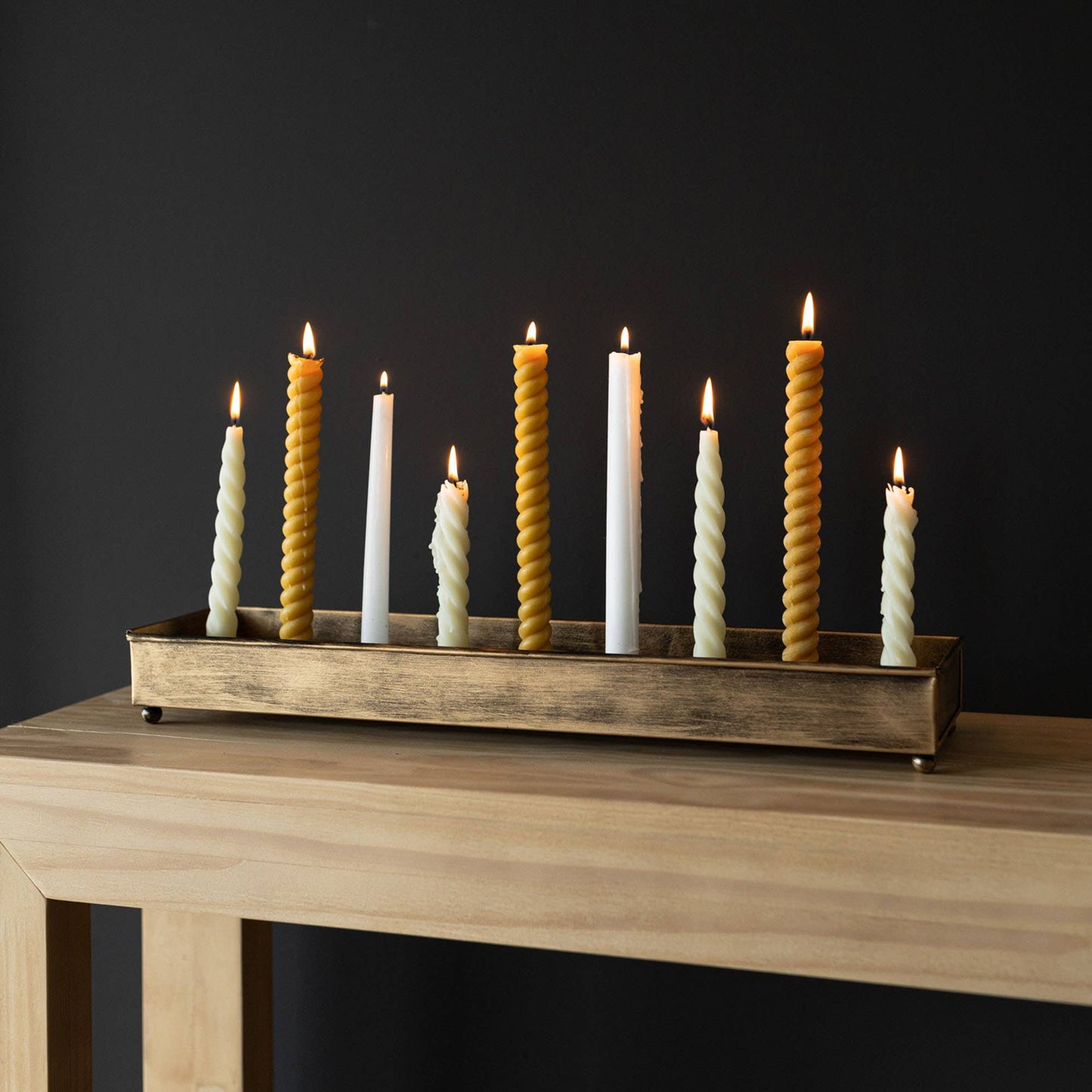 Metal 9 Taper Candle Holder Trough Brass - Purpose + Passion Boutique