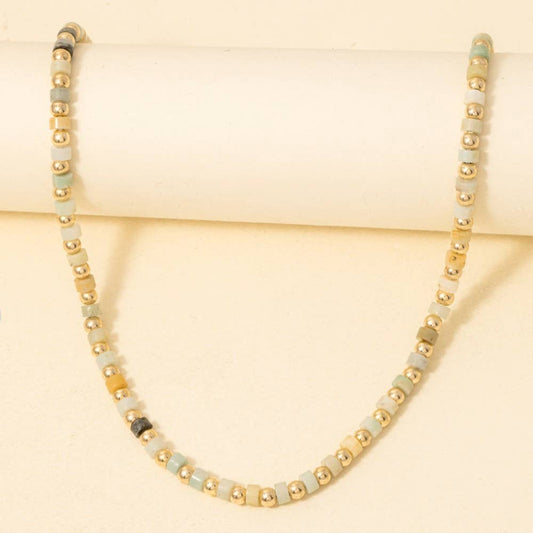 Metallic And Semi Precious Stone Beaded Necklace - Purpose + Passion Boutique