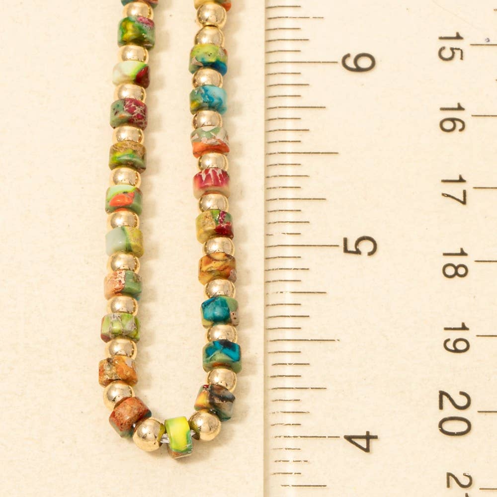 Metallic And Semi Precious Stone Beaded Necklace - Purpose + Passion Boutique
