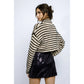 Metallic Striped Cropped Ribbed Sweater - Purpose + Passion Boutique