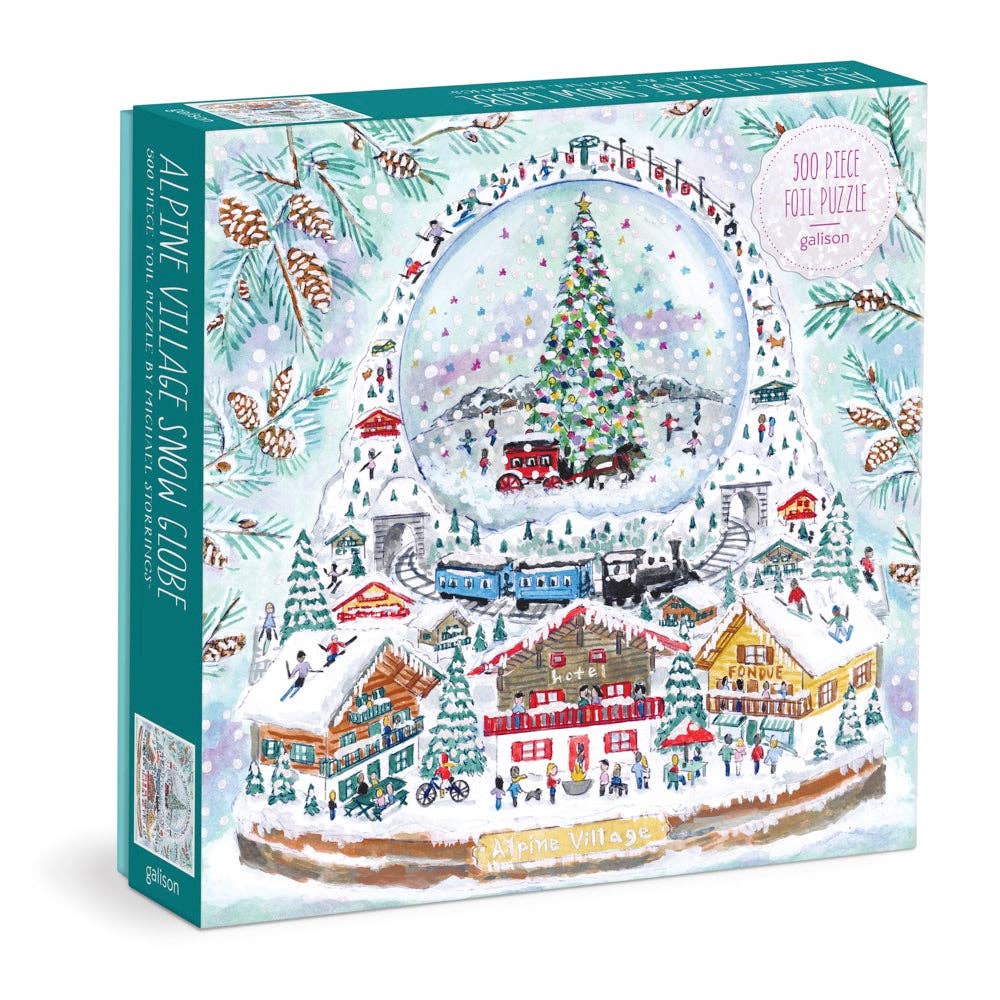 Michael Storrings Alpine Village Snowglobe 500 Piece Foil Puzzle - Purpose + Passion Boutique
