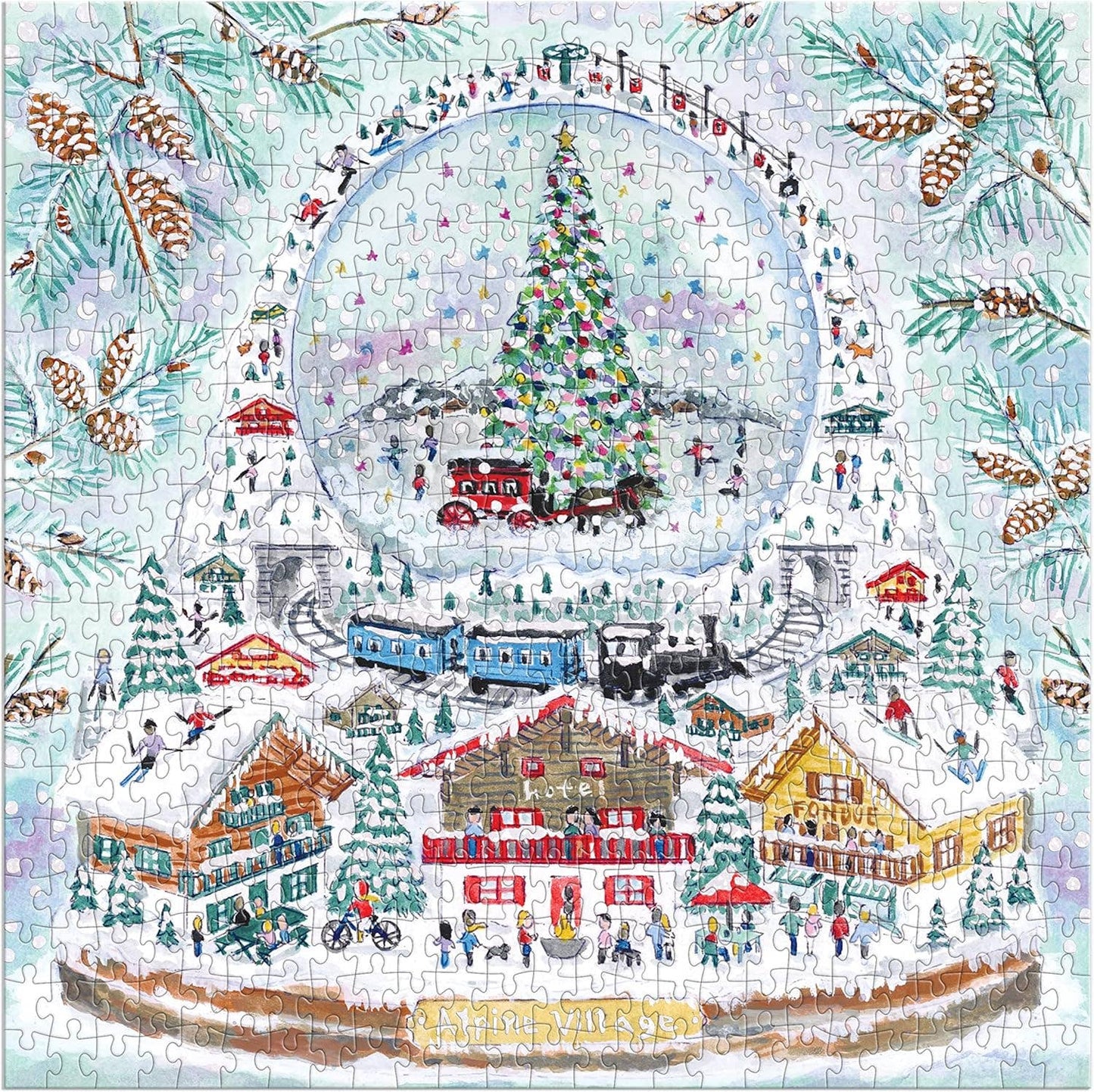 Michael Storrings Alpine Village Snowglobe 500 Piece Foil Puzzle - Purpose + Passion Boutique