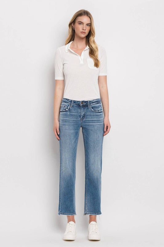 Mid Rise Crop Stright Jeans - Purpose + Passion Boutique
