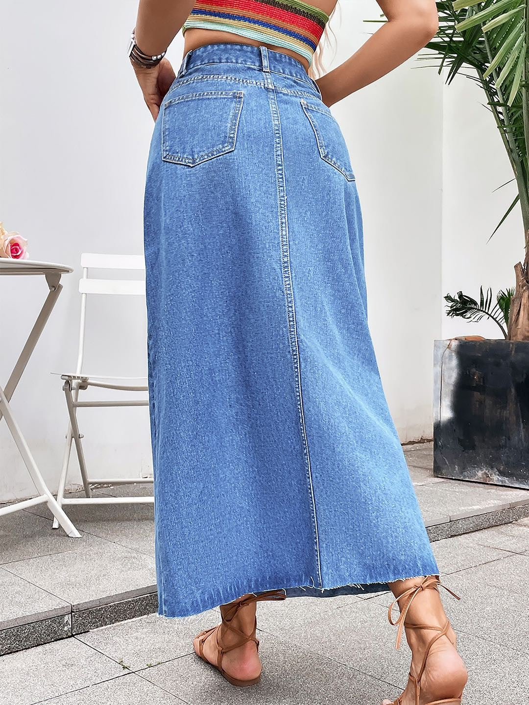 Midi Denim Skirt - Light Wash - Purpose + Passion Boutique