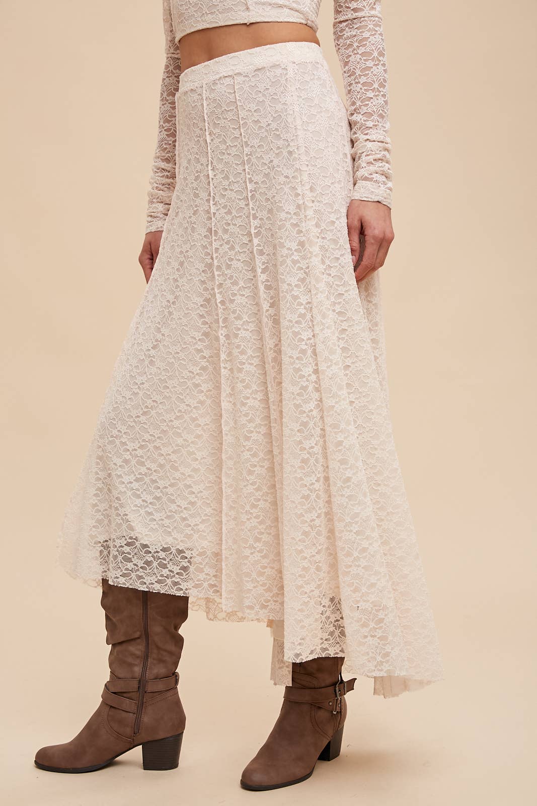 Milk Tea Lace Floral Skirt - Purpose + Passion Boutique