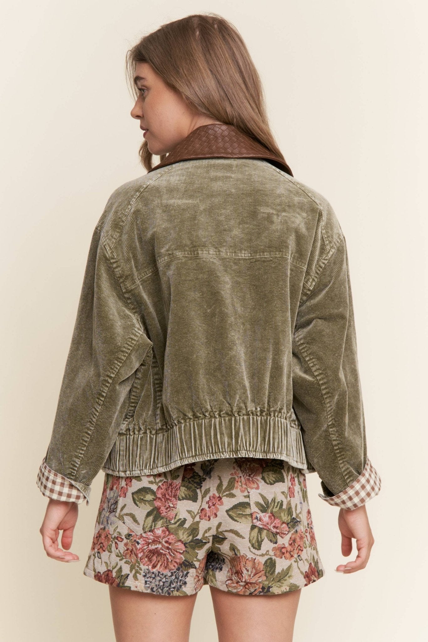 Mineral Ash Olive Washed Corduroy Button Jacket - Purpose + Passion Boutique