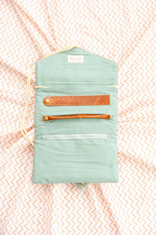 Mint Embroidered Velvet Jewelry Organizer - Purpose + Passion Boutique