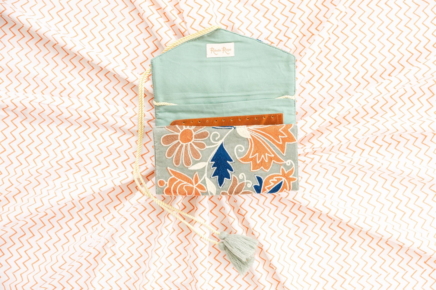 Mint Embroidered Velvet Jewelry Organizer - Purpose + Passion Boutique