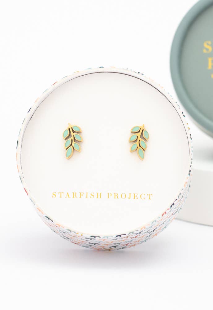 Mint Gold Plated Leaf Stud Earrings - Purpose + Passion Boutique