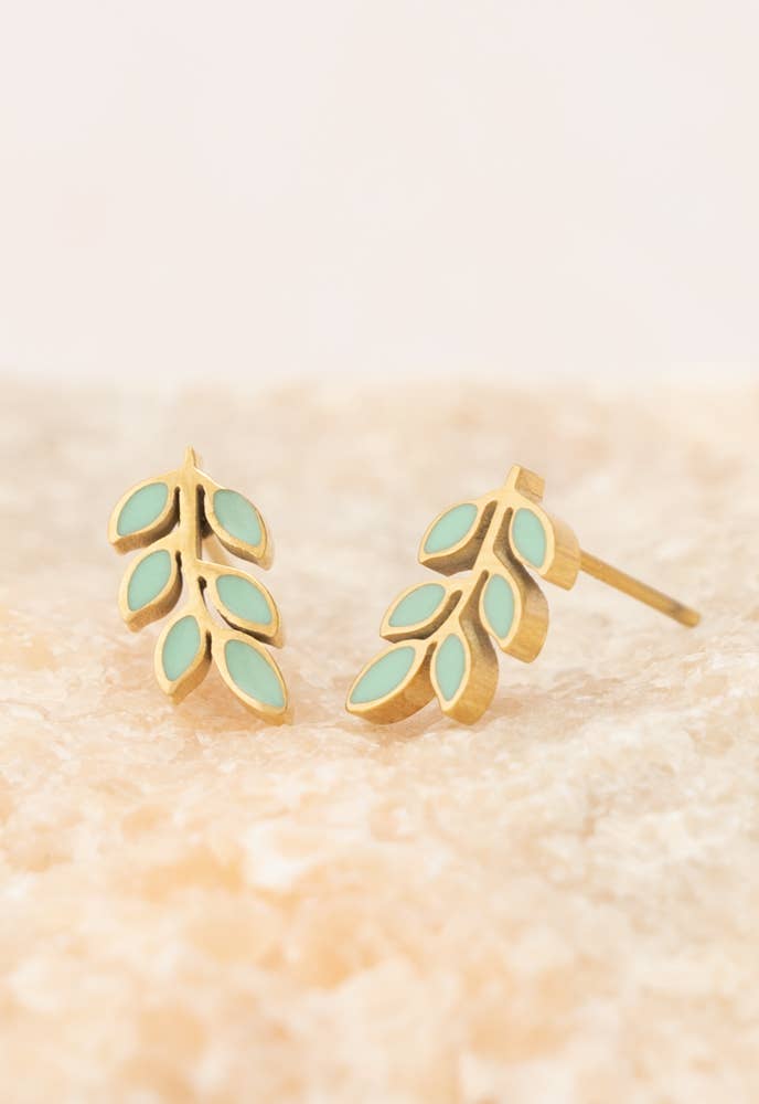 Mint Gold Plated Leaf Stud Earrings - Purpose + Passion Boutique