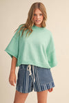 Mint Green Marbled Knit Mock Neck Sweater - Purpose + Passion Boutique