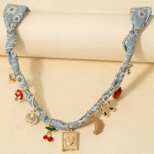 Mixed Enamel Charms Paisley Bandana Necklace - Purpose + Passion Boutique