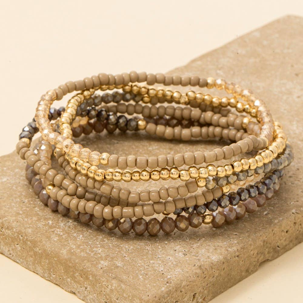 Mixed Faceted Metallic Beaded Bracelet Set - Purpose + Passion Boutique