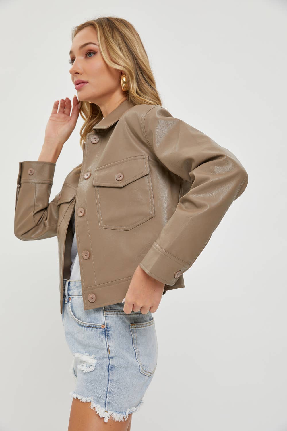 Mocha Faux Leather Jacket - Purpose + Passion Boutique