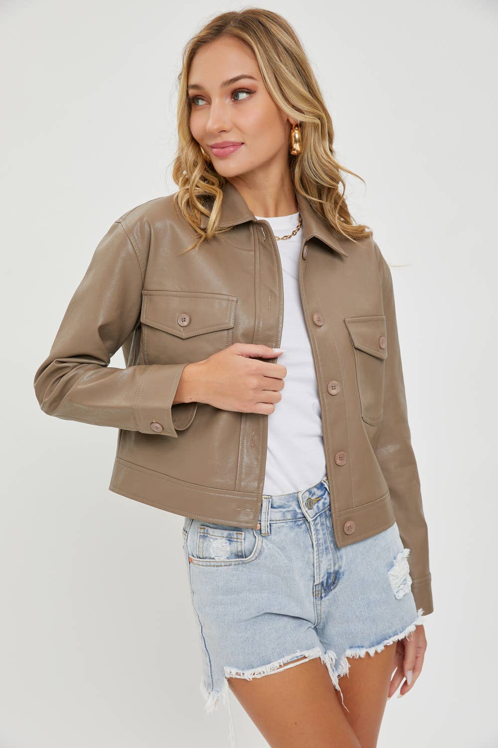 Mocha Faux Leather Jacket - Purpose + Passion Boutique