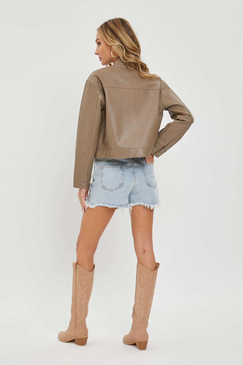 Mocha Faux Leather Jacket - Purpose + Passion Boutique