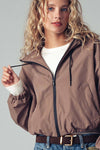 Mocha Matte Drawstring Hooded Everyday Jacket - Purpose + Passion Boutique