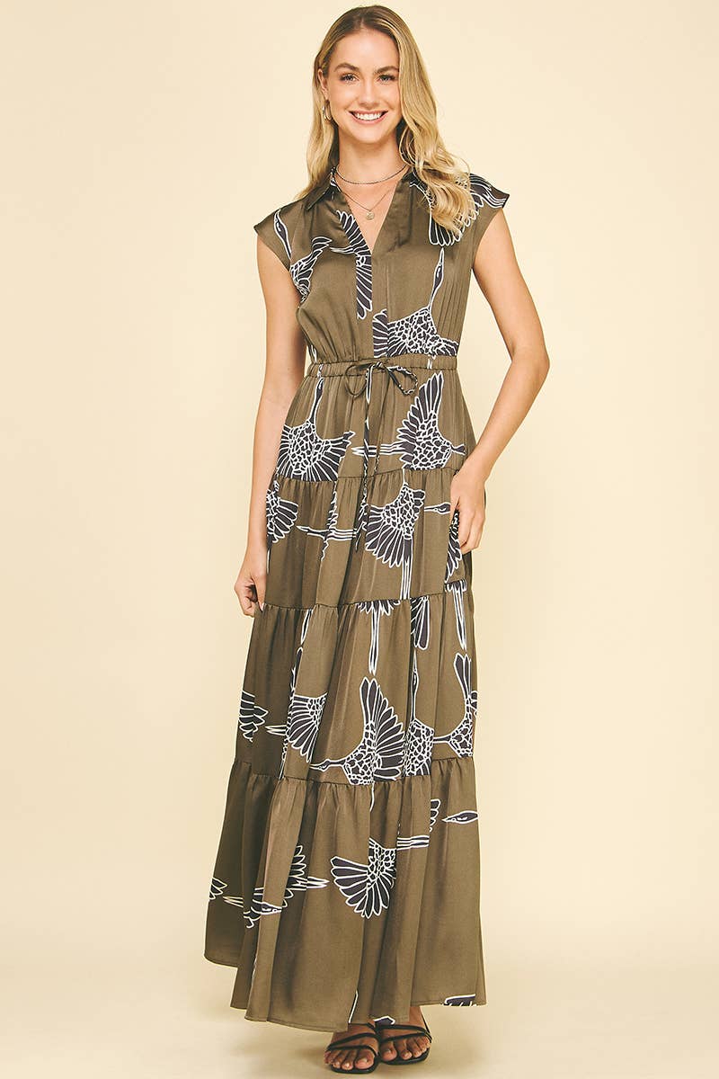 Mocha Printed Tiered Maxi Dress - Purpose + Passion Boutique