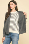 Mocha Striped Knit Top + Cardigan Combo Sweater - Purpose + Passion Boutique