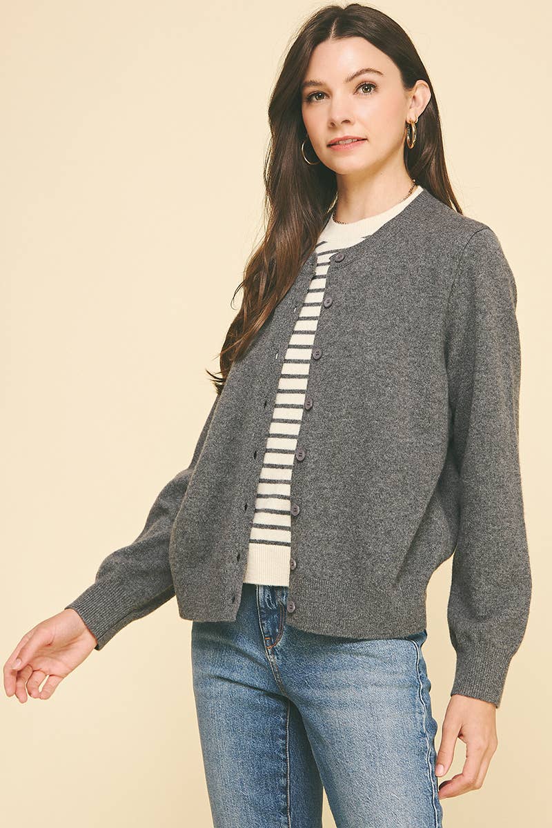 Mocha Striped Knit Top + Cardigan Combo Sweater - Purpose + Passion Boutique