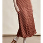 Mocha Polka Dot Satin Maxi Skirt
