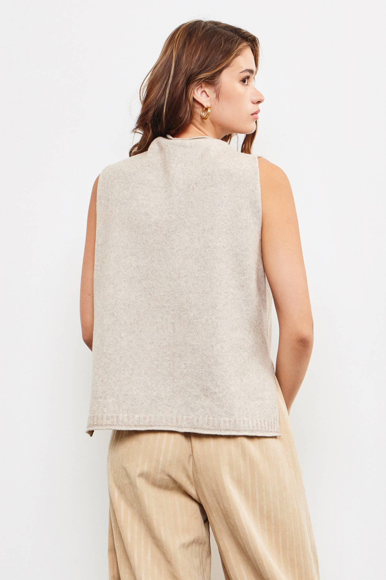 Mock Neck Side Slit Sweater Vest - Purpose + Passion Boutique