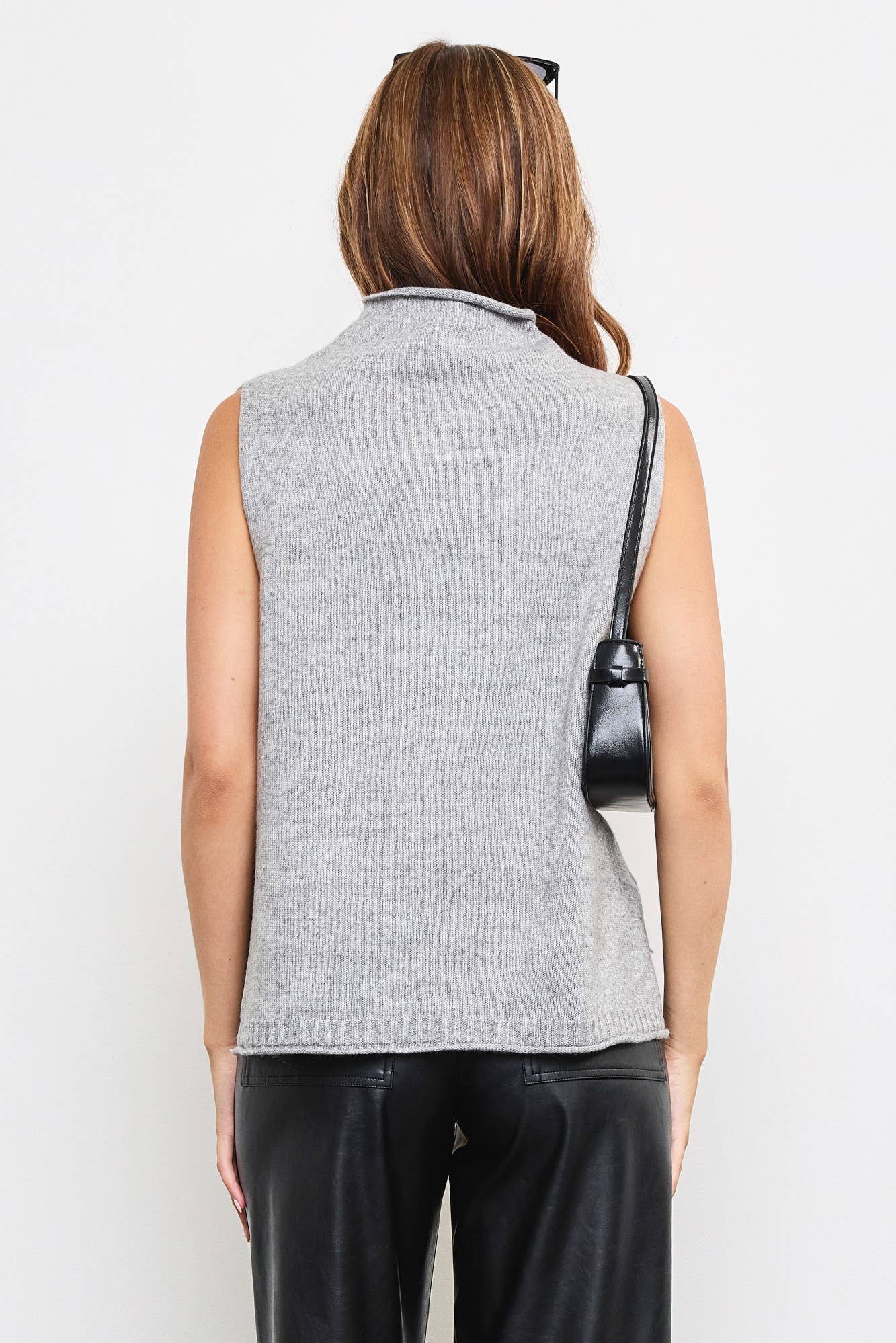 Mock Neck Side Slit Sweater Vest - Purpose + Passion Boutique