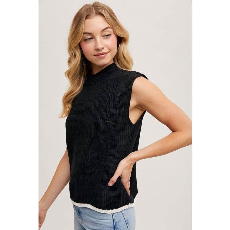 Mock Neck Sweater Vest - Purpose + Passion Boutique