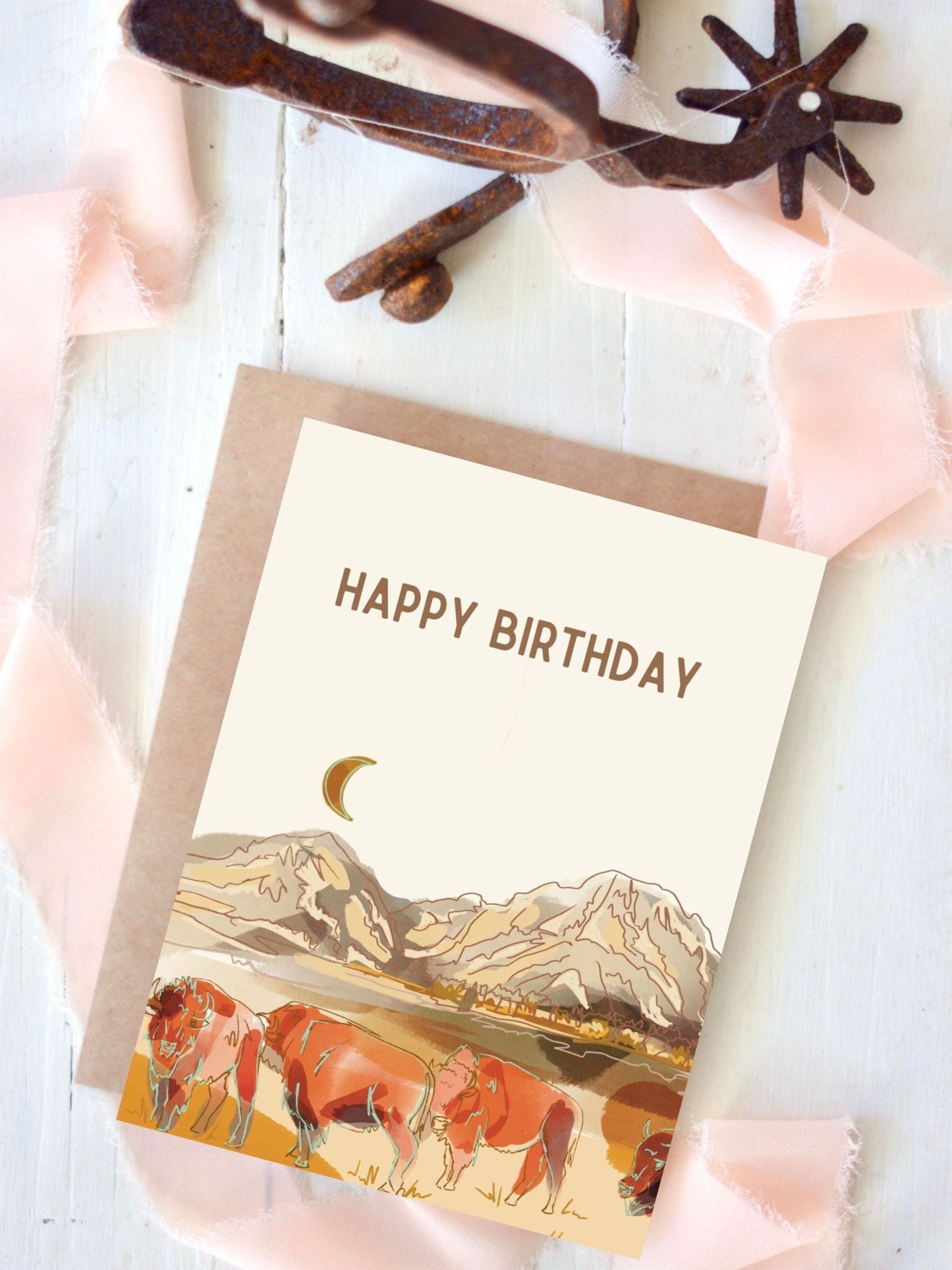 Moon Rise Bison Prairie Happy Birthday Card - Purpose + Passion Boutique