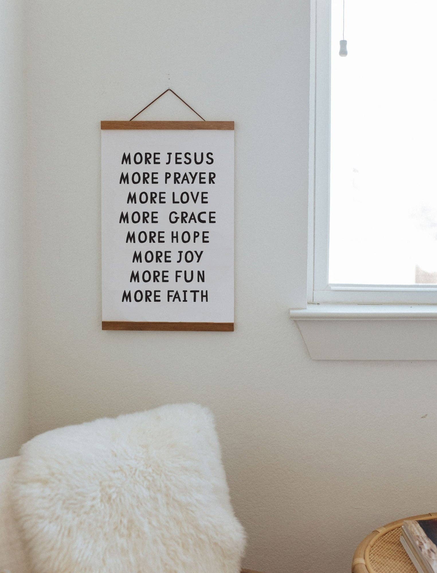 More Jesus... Banner with Hanging Wood (11x17 ) - Purpose + Passion Boutique