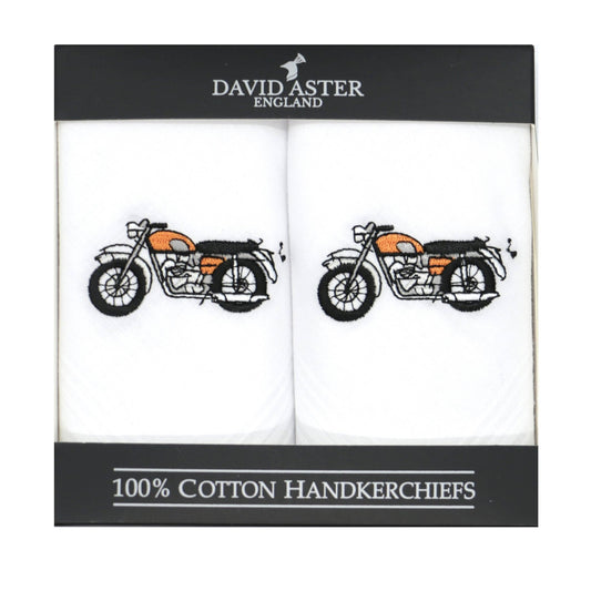Motorbike Embroidered White Cotton Handkerchiefs - Purpose + Passion Boutique