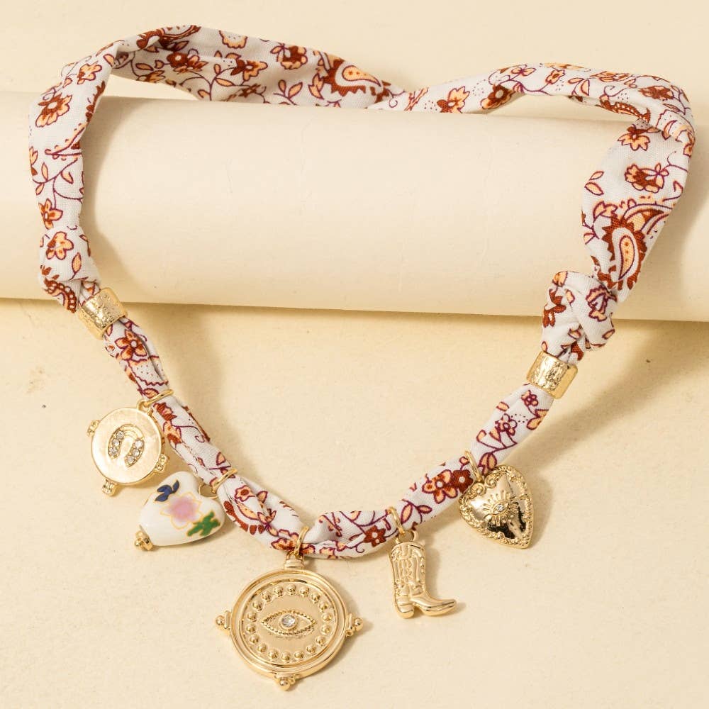 Multi Western Charms Paisley Bandana Necklace - Purpose + Passion Boutique