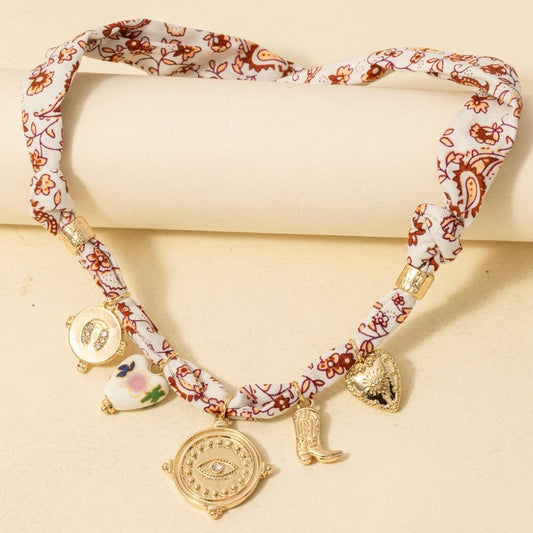 Multi Western Charms Paisley Bandana Necklace - Purpose + Passion Boutique