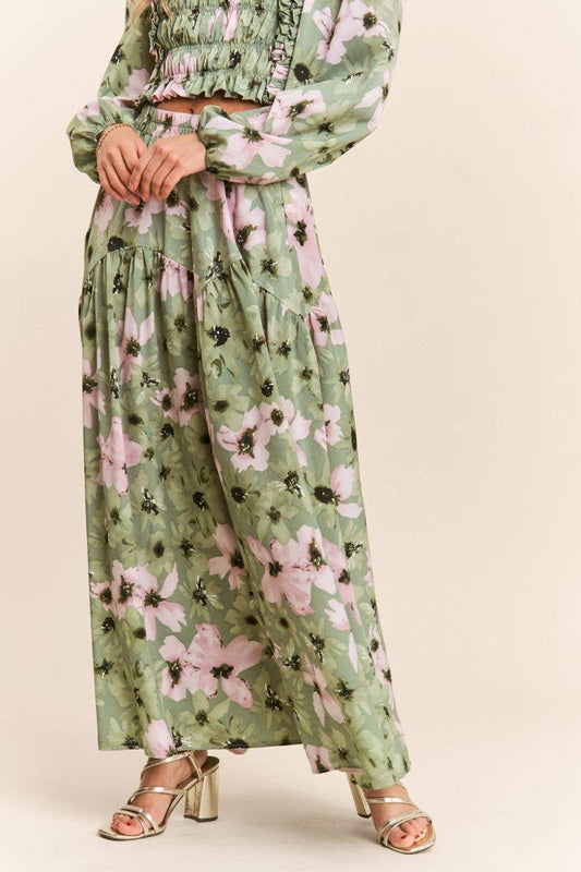 Multicolor Floral Print Tiered Maxi Skirt - Purpose + Passion Boutique