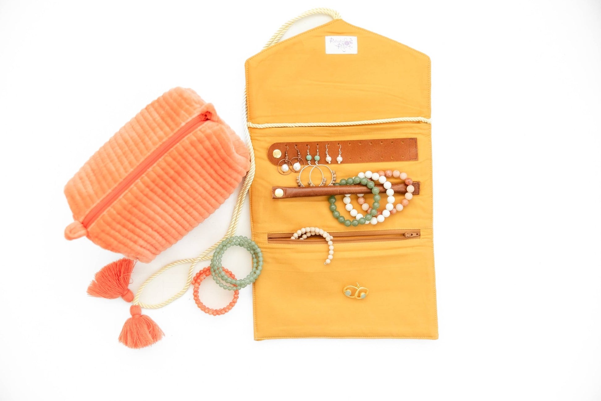 Mustard Embroidered Velvet Jewelry Organizer - Purpose + Passion Boutique