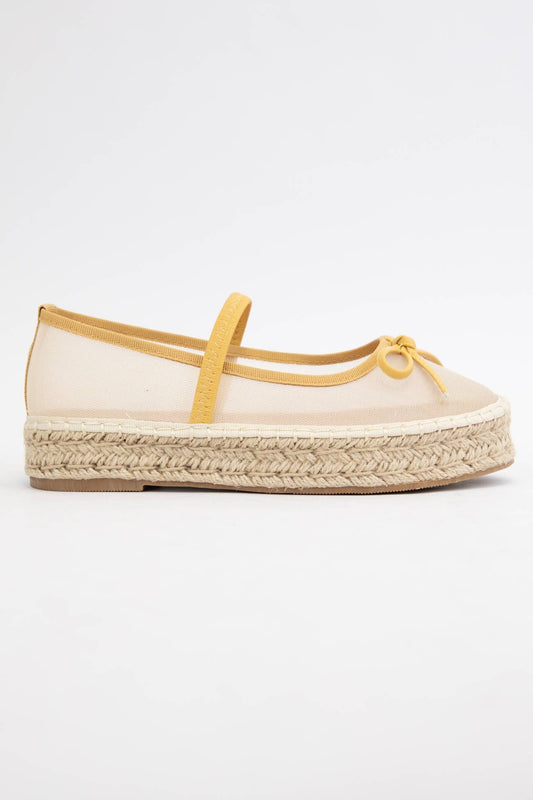 Mustard Mesh Espadrille Platform Slip On - Purpose + Passion Boutique