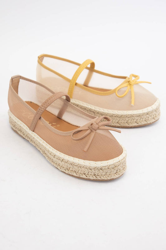 Mustard Mesh Espadrille Platform Slip On - Purpose + Passion Boutique