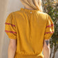 Mustard Scalloped and Smocked Suede Ruffle Top - Purpose + Passion Boutique