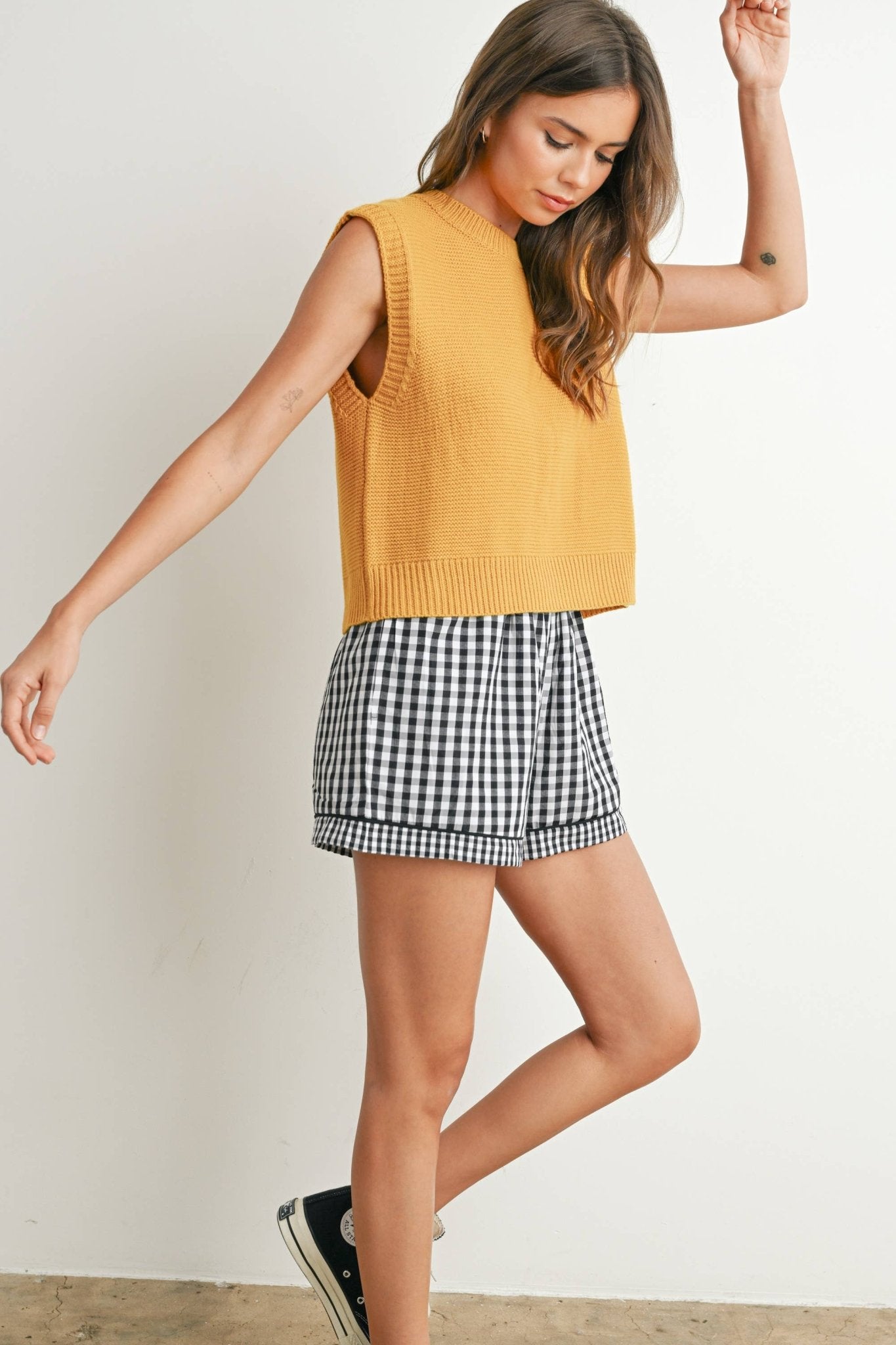 Mustard Sleeveless Knitted Top - Purpose + Passion Boutique