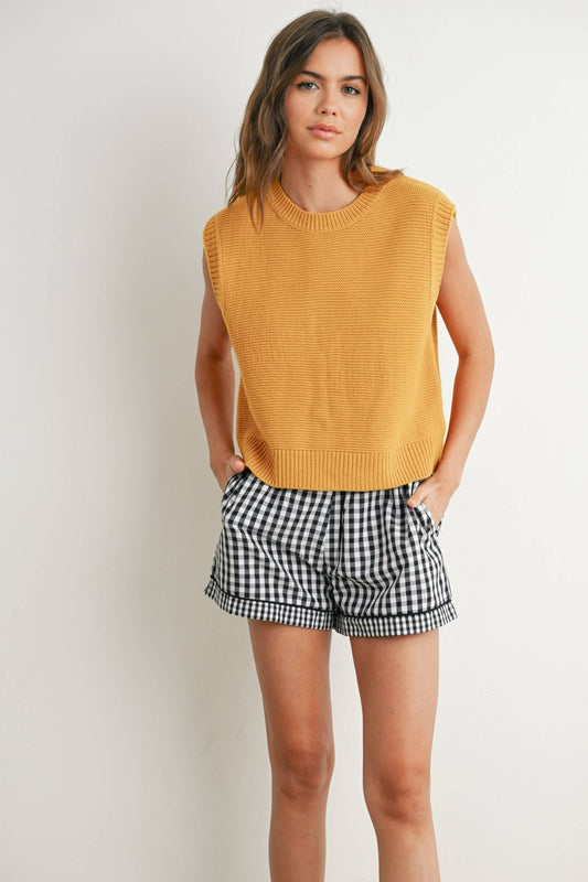 Mustard Sleeveless Knitted Top - Purpose + Passion Boutique