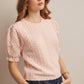 Mute Pink Lace Puff Sleeve Knit Top - Purpose + Passion Boutique