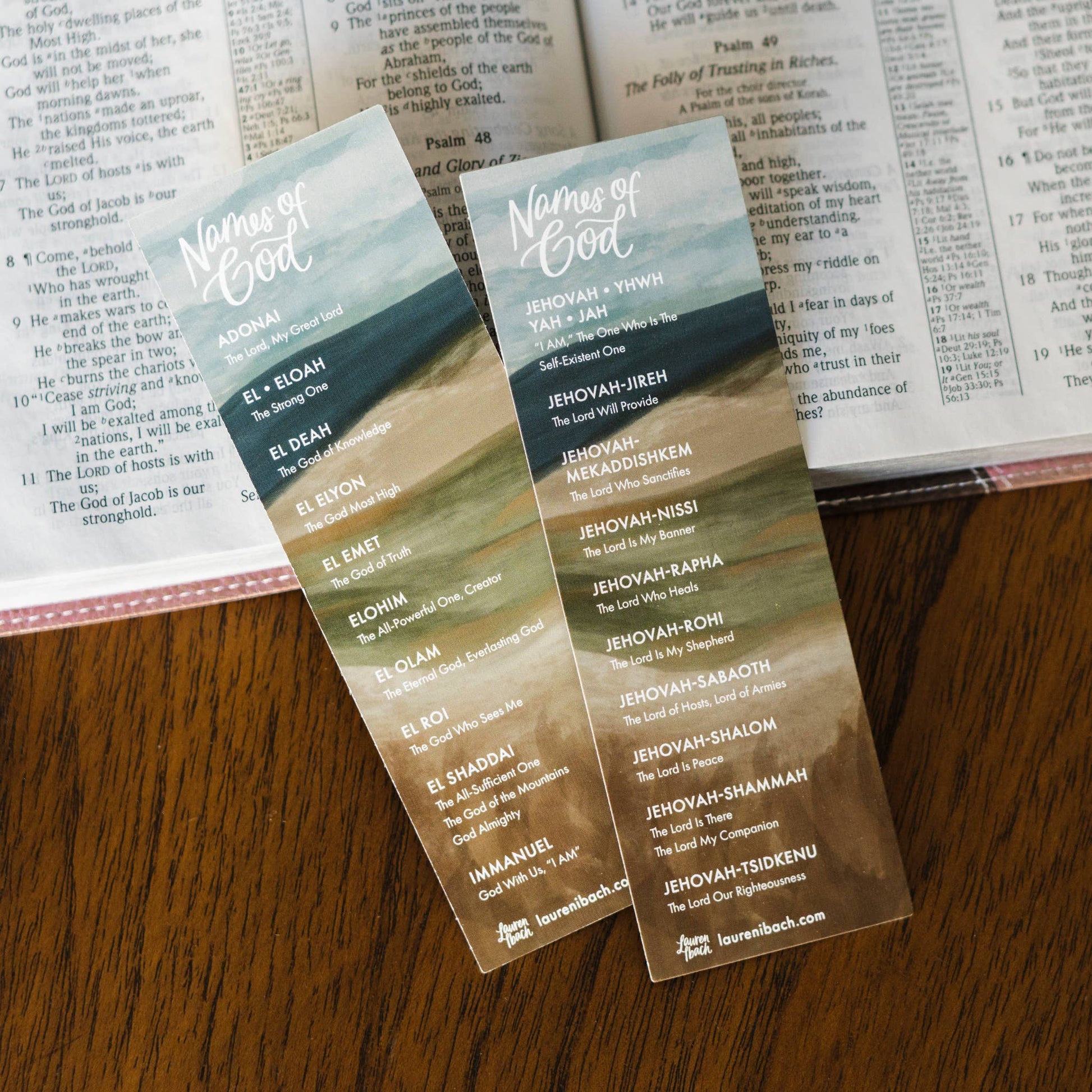 Names of God Bookmark - Purpose + Passion Boutique